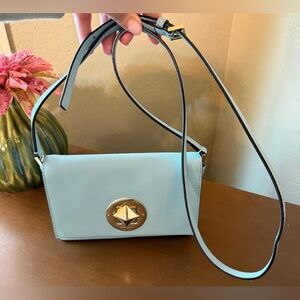 Kate Spade Light Blue Crossbody Bag with Gold Detail